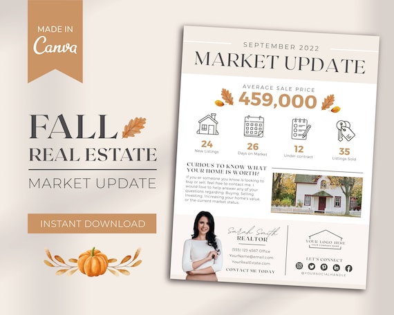 Fall Real Estate Market Update Flyer | Autumn Realtor Flyer | Realtor Editable Template | Real Estate Marketing | Canva Template