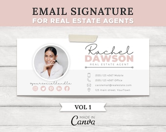 Real Estate Email Signature Template | Real Estate Marketing | Elegant Email Signature | Gmail Signature | Photographer | Canva Template