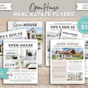 Real Estate Open House Flyer Bundle | Realtor Editable Template | Realtor Flyer | New Home Flyer | Real Estate Marketing | Canva Printable