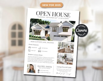 Open House Flyer | Real Estate Open House Flyer | Editable Listing Flyer | Real Estate Marketing | For Sale Flyer | Listing Flyer | Canva
