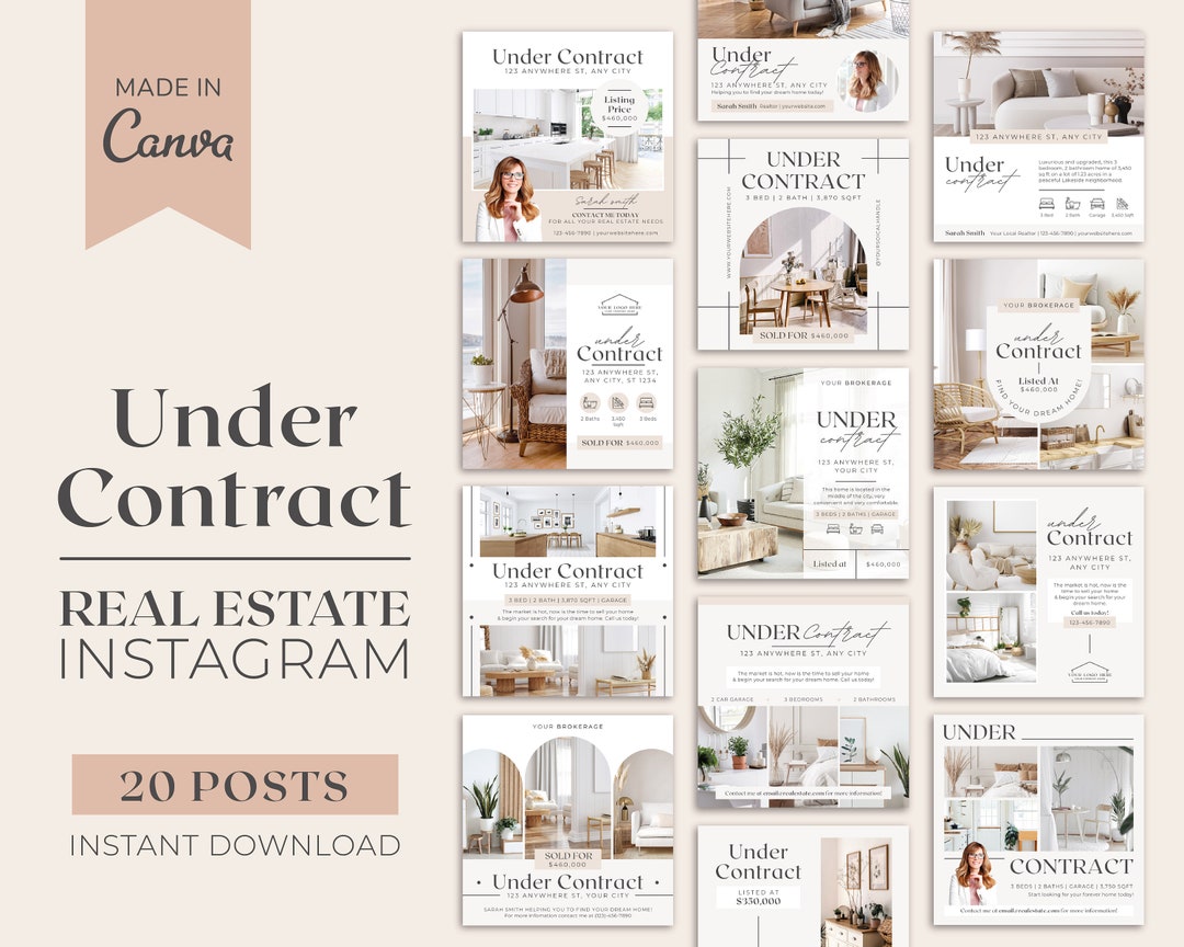 20 Under Contract Realtor Instagram Posts Real Estate Social Media Templates Real Estate