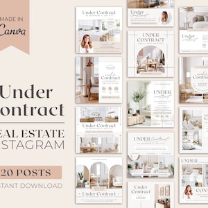 20 Under Contract Realtor Instagram Posts | Real Estate Social Media Templates | Real Estate Marketing | Instagram Post Template | Canva