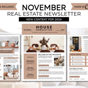 Real Estate November Newsletter | Real Estate Marketing | Realtor Template | Realtor Newsletter | Realtor Email Marketing | Fall | Canva