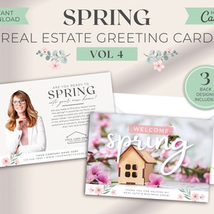 Carte postale de printemps immobilier | Commercialisation immobilière | agent immobilier Pop par carte | Modèle de Carte postale d'agent immobilier | Agence immobilière | Messagerie | Toile