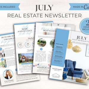 Real Estate Newsletter | July Newsletter | Real Estate Marketing | Realtor Template | Realtor Email Marketing | Summer Newsletter | 4th July