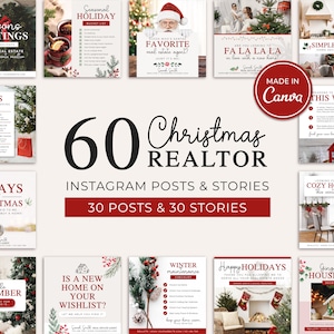 Real Estate Christmas Instagram Posts | Real Estate Social Media | December Posts | Real Estate Marketing | Realtor Holiday Templates