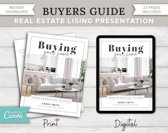 22 Pg Immobiliar-Käufer-Leitfaden | Immobilienmarketing | Makler-Käufer-Präsentation | Käufer Paket | Hauskäufer | Canva | Makler Printable
