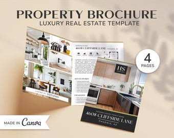 Luxury Property Brochure | Real Estate Brochure | Real Estate Marketing | Half Fold Brochure | Listing Flyer | Open House Brochure | Canva