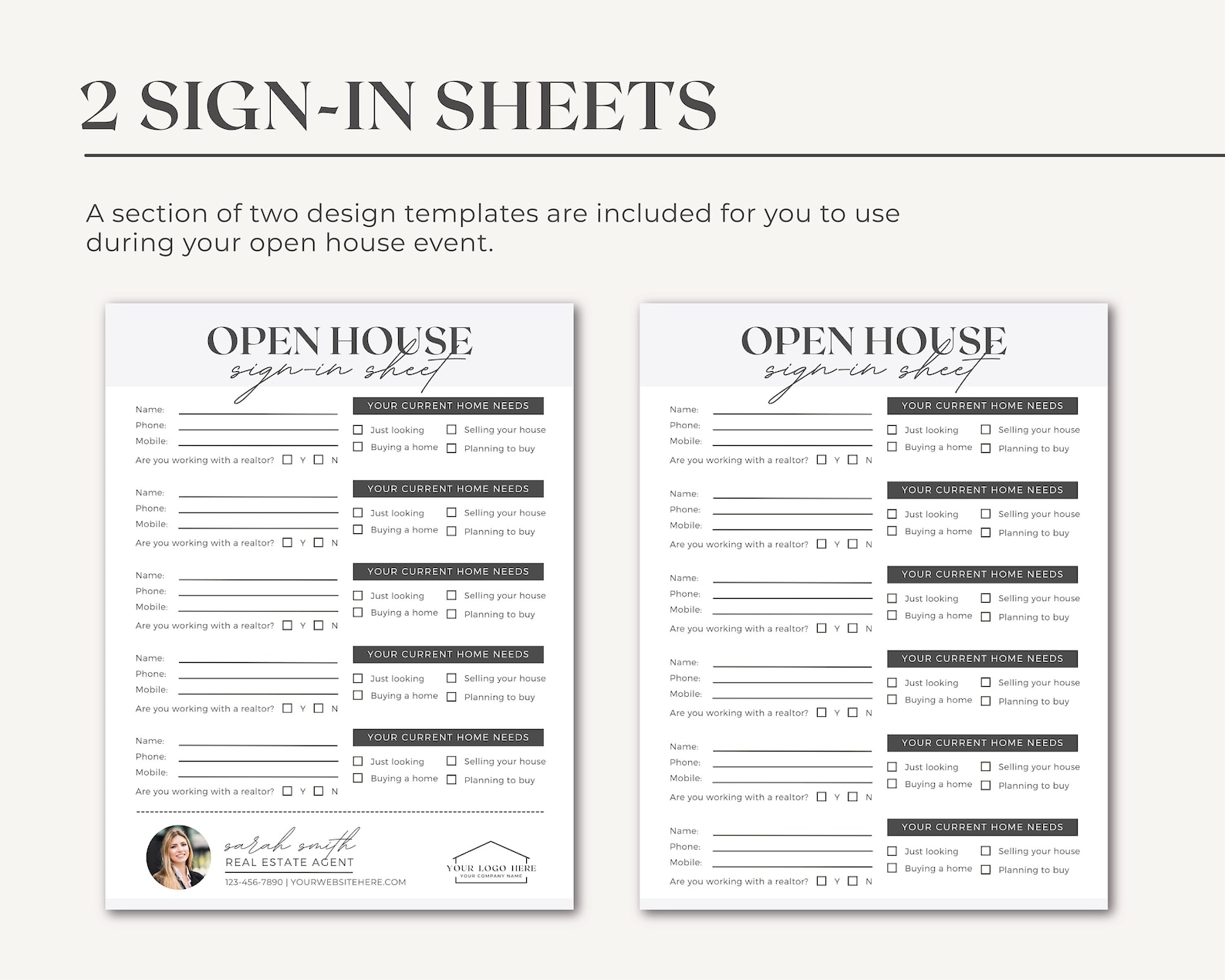 Open House Sign-in Sheet & Welcome Sign | Real Estate Marketing ...