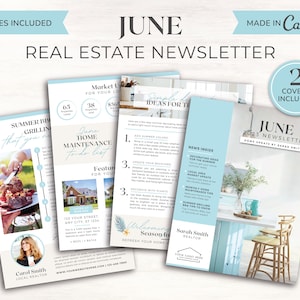 Real Estate Newsletter | June Newsletter | Real Estate Marketing | Realtor Printable | Real Estate Template | Mailer | Summer Newsletter