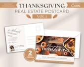 Real Estate Thanksgiving Postcard | Real Estate Farming Card | Real Estate Fall Marketing | Thanksgiving postcard | Canva | Realtor Pop By