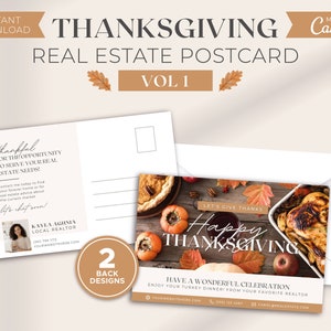 postale de Thanksgiving immobilier | Carte d'agriculture immobilière | Marketing immobilier d'automne | Carte postale d'action de grâces | Toile | Agent immobilier