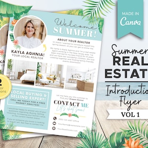 Folleto de bienes raíces de verano / Carta de hola vecino del agente inmobiliario / Carta de agricultura del agente inmobiliario / Carta del agente inmobiliario / Marketing de verano inmobiliario / Canva