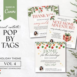 Lot de Noël Pop By Tags | Étiquette immobilière de Noël | Cadeau en papier cadeau | Annonces immobilières par tag | Marketing immobilier | Toile