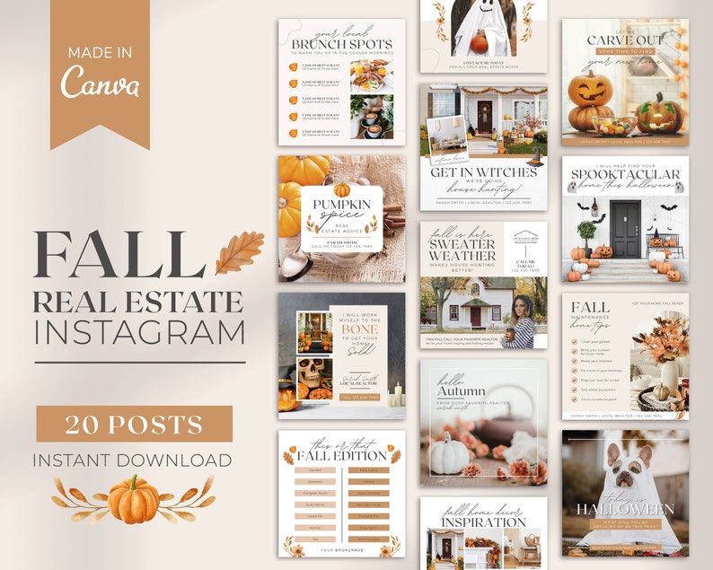 20 Fall Realtor Instagram Posts Real Estate Social Media - Etsy