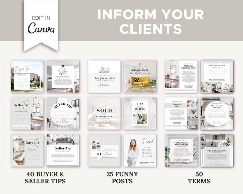 370+ Realtor Instagram Posts Ultimate Bundle | Real Estate Social Media Templates | Real Estate Marketing | Instagram Template | Canva image 6