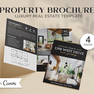 Brochure sur les propriétés de luxe | Brochure Immobilière | Marketing immobilier | Brochure pliée en deux | Prospectus d'inscription | Brochure de la journée portes ouvertes | Toile