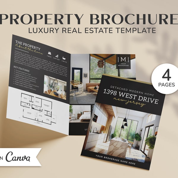 Luxury Property Brochure | Real Estate Brochure | Real Estate Marketing | Half Fold Brochure | Listing Flyer | Open House Brochure | Canva