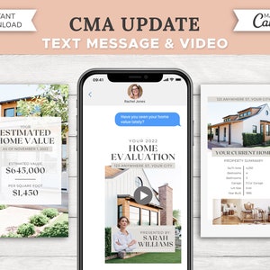 Real Estate CMA Textable Update | CMA Video | Real Estate Marketing | Home Value Update | Real Estate Text Message | Home Equity | Canva