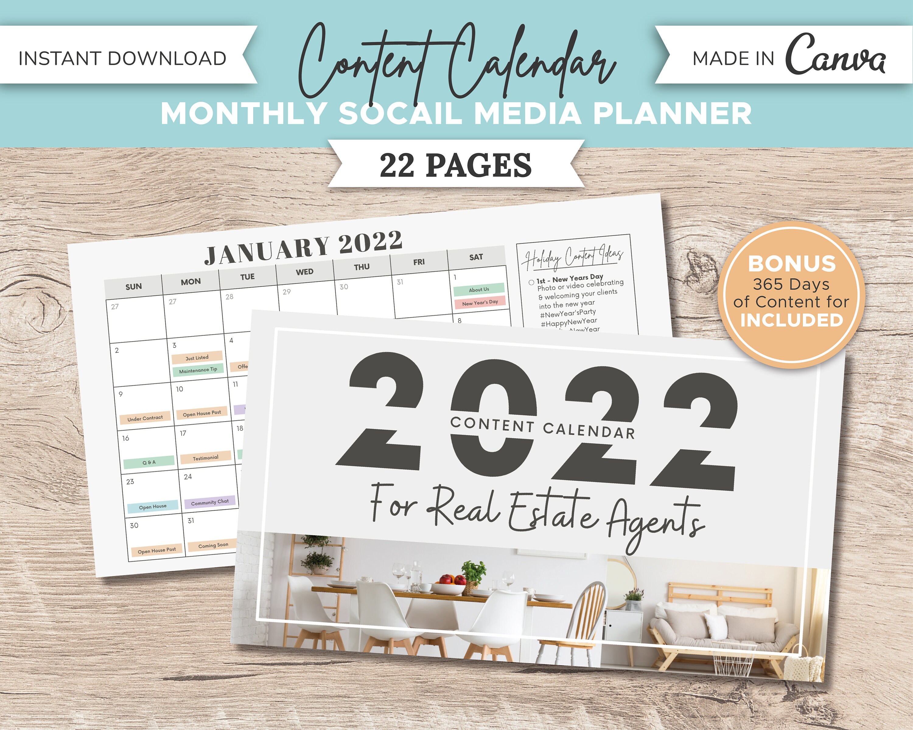Real Estate Social Media Calendar Social Media Ideas for Realtors Real  Estate Marketing Realtor Social Media Content Planner Canva - Etsy