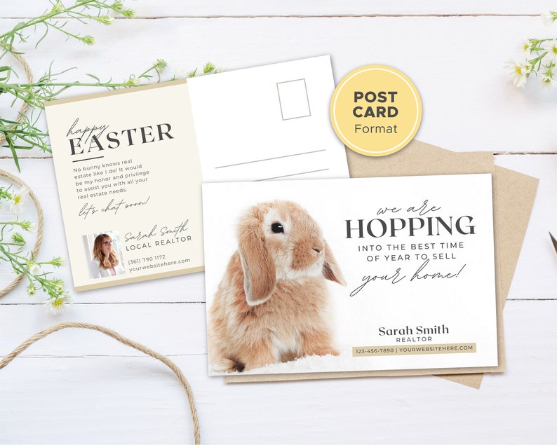 Real Estate Easter Postcard Realtor Spring Postcard Real Estate Marketing Spring Pop By Card Real Estate Farming Canva Template image 7