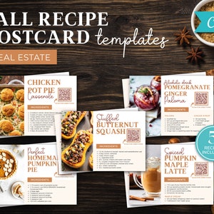 Lot de cartes postales immobilières d'automne | de Carte postale de recette d'automne | Immobilier Agriculture | Marketing immobilier | Modèle de toile