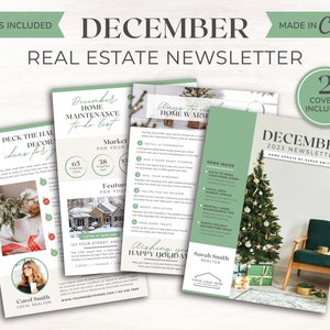 Real Estate Newsletter | December Newsletter | Real Estate Marketing | Realtor Christmas | Real Estate Template | Mailer | Winter Newsletter