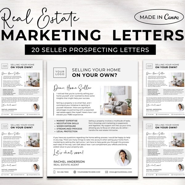 Real Estate Marketing Letter Bundle | Prospecting letter | Real Estate Letters | Luxury farming letter | Agent Intro | Canva Template