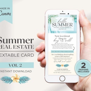 Realtor Digital Summer Textable Card | Real Estate Marketing | Realtor Summer Template | Realtor Textable Digital Card | Home Equity | Canva