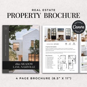 Brochure immobiliare di lusso / Brochure immobiliare / Marketing immobiliare / Presentazione dell'annuncio / Volantino dell'annuncio / Brochure per open house / Canva