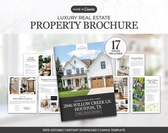 Real Estate Property Brochure | Luxury Listing Presentation for Real Estate Marketing | Open House Brochure Canva Template