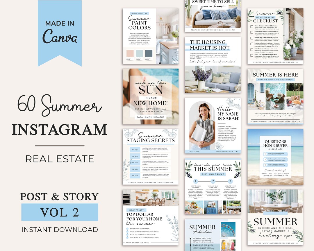 Real Estate Summer Instagram Posts | Real Estate Social Media | June ...
