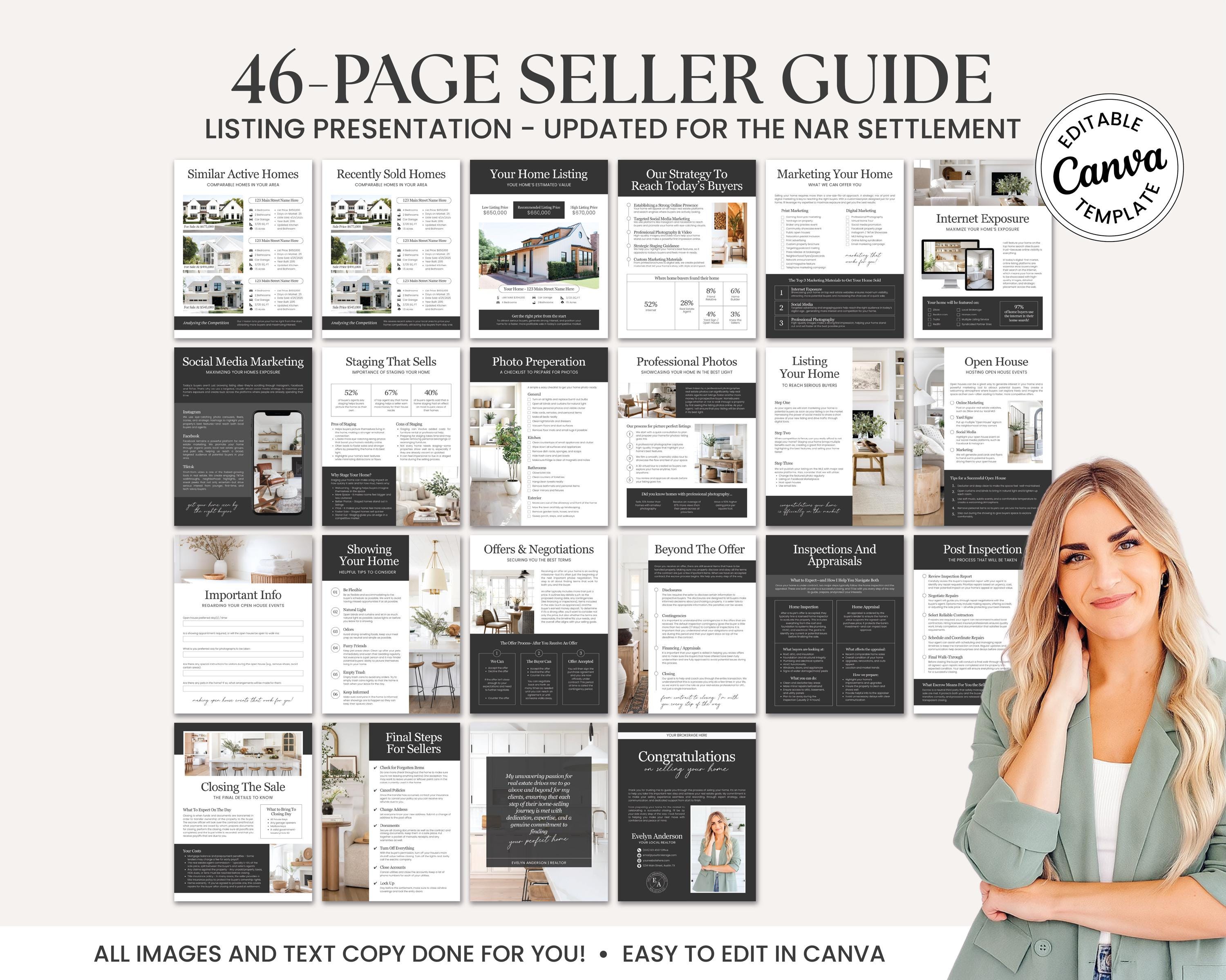 Real Estate Listing Presentation: Home Seller Guide Canva Template ...