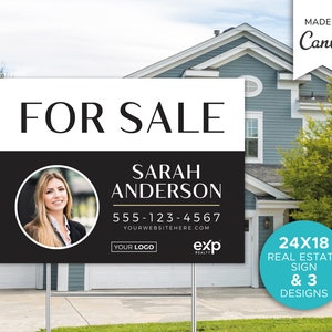 Real Estate Yard Sign Template | Realtor Open House Sign | For Sale Sign | Property Sign | Canva For Sale Sign | Canva Template | Sign Rider