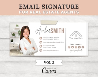 Real Estate Email Signature Template V2 | Real Estate Marketing | Elegant Email Signature | Gmail Signature | Photographer | Canva Template