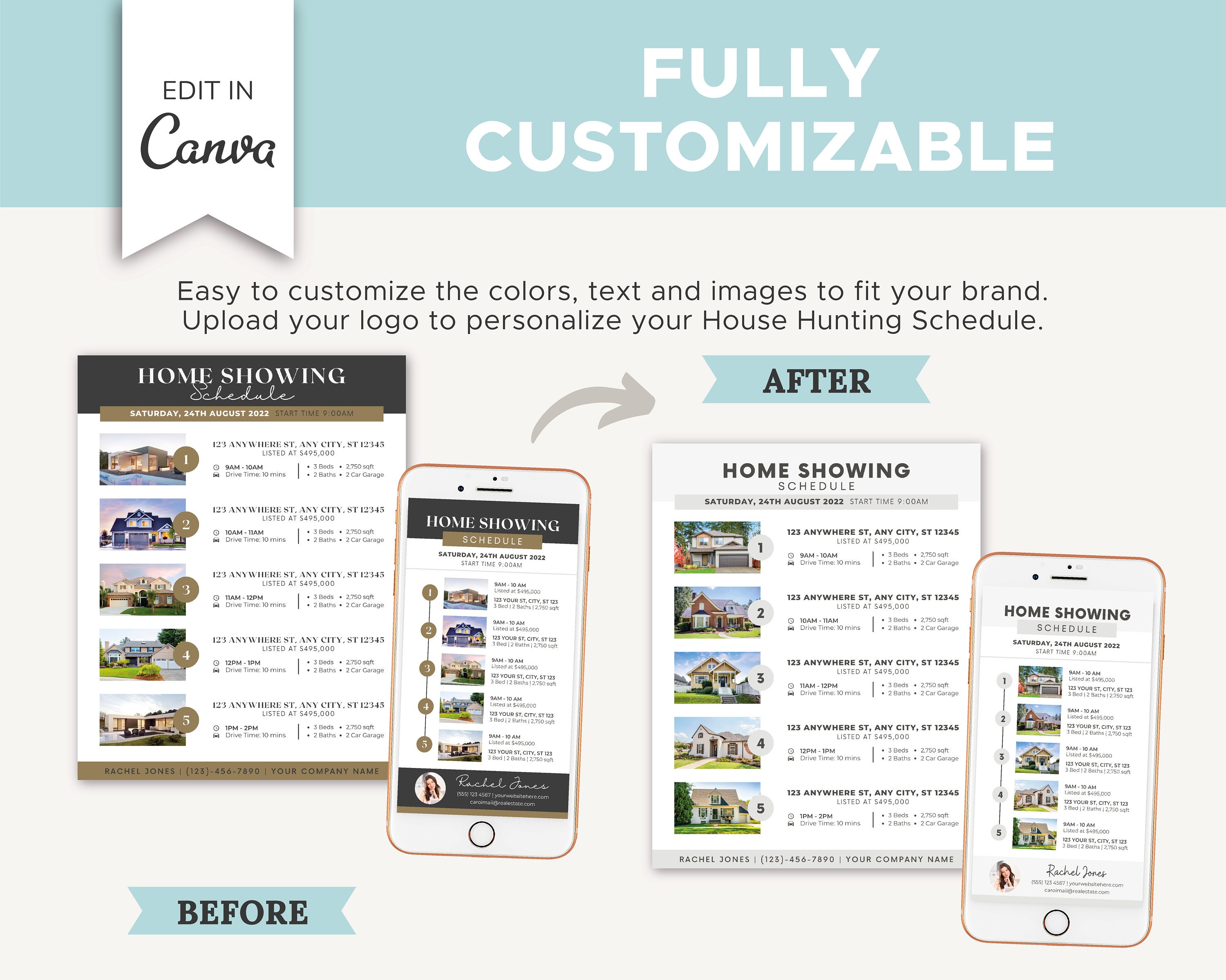 Textable House Hunting Schedule & Flyer | Real Estate Marketing | Home ...
