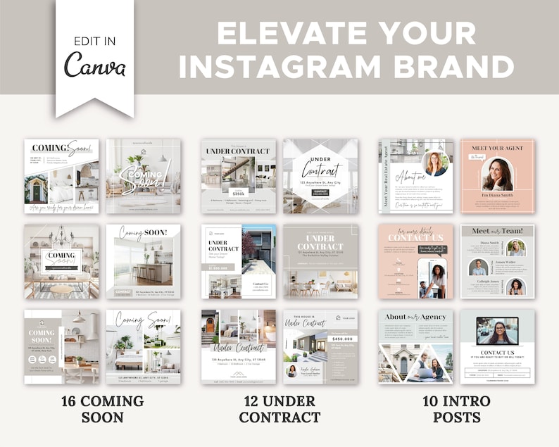 370+ Realtor Instagram Posts Ultimate Bundle | Real Estate Social Media Templates | Real Estate Marketing | Instagram Template | Canva image 7