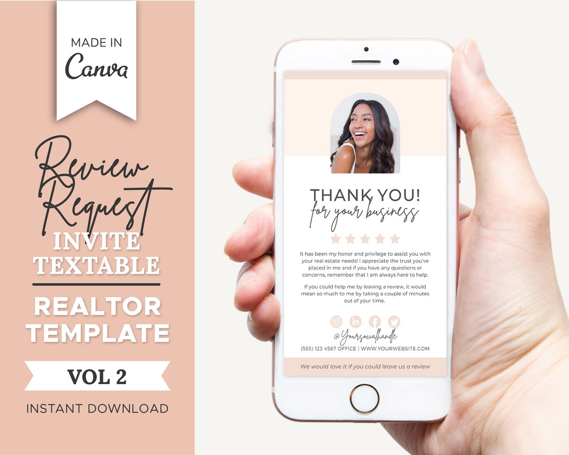 Client Review Request Textable Card V2 Real Estate Agent - Etsy