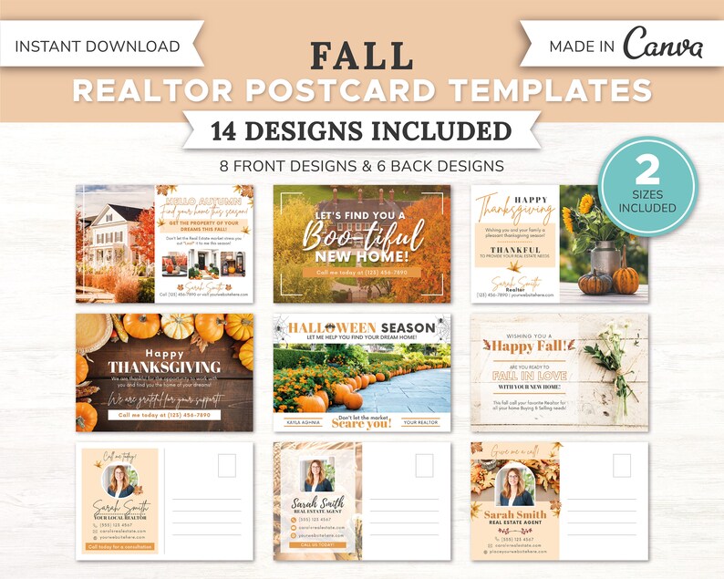 8 Fall Real Estate Postcard Bundle | Fall Real Estate Postcard Template ...