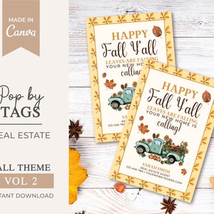 Fall Pop By Tags | Autumn Real Estate Pop by Tag | Real Estate Marketing | Leaves Are Falling New Home is Calling Pop by Tag | Realtor Canva