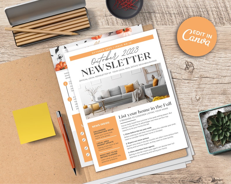 Real Estate October 2023 Newsletter Real Estate Marketing Realtor Newsletter Realtor Email Marketing Canva Template Printable image 5