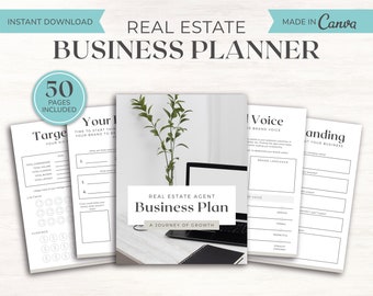 Real Estate Business Plan | Real Estate Planner | Real Estate Marketing | Business PlanTemplate | Branding | Agent Business Plan | Canva