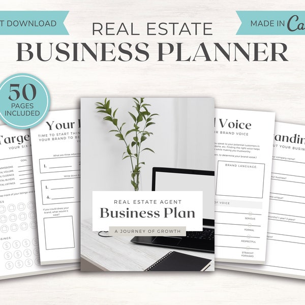 Immobilien Business Plan | Immobilien Planer | Immobilienmarketing | Business PlanTemplate | Brandstempel | Agent Business Plan | Leinwand