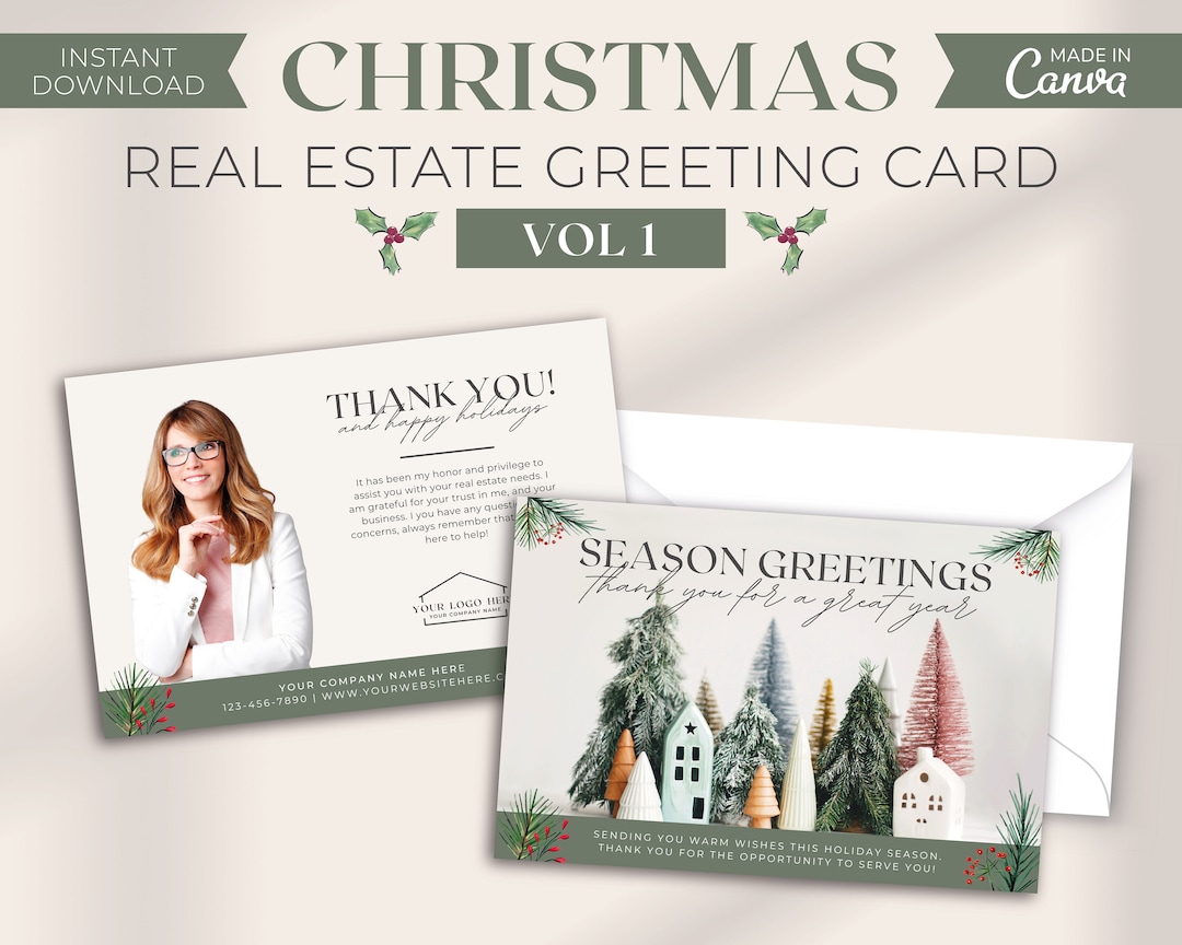 Real Estate Holiday Greeting Postcard Real Estate Christmas Card Real Estate Farming Card Real