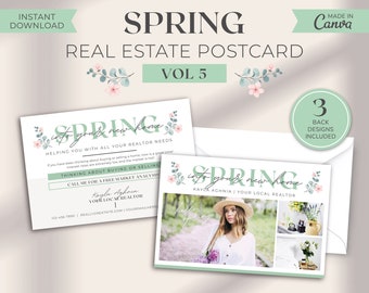 Spring Real Estate Postcard | Real Estate Marketing | Realtor Pop By Card | Realtor Postcard Template | Real Estate Farming | Canva