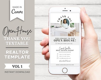 Textable Open House Thank You Card | Real Estate Business Card | Real Estate Marketing | Open House Thank you | Canva | Entrepreneur | V1