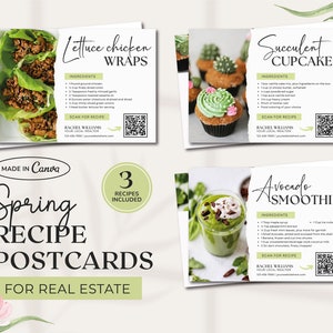 Grundbesitz Frühling Rezept Postkarten Bündel | Frühling Rezept Postkarte Vorlage | Grundbesitz Landwirtschaft | Frühlingsmarketing | Leinwand