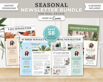 Real Estate Seasonal Newsletter Bundle | Real Estate Marketing | Realtor Newsletter | Realtor Email Marketing | Canva | Realtor Printable