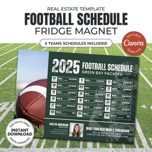 Football Magnet Schedule Calendar | Football Season Mailer | Football Season | Real Estate Farming | Fall Real Estate Marketing | Canva