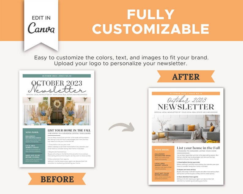 Real Estate October 2023 Newsletter Real Estate Marketing Realtor Newsletter Realtor Email Marketing Canva Template Printable image 7